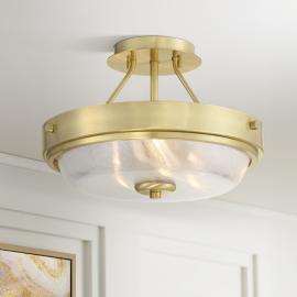 Regency Hill Carmine 13" Wide Brass and Glass Ceiling Light