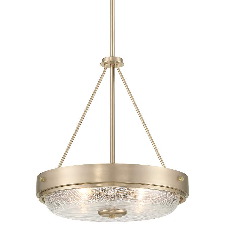 Image 2 Regency Hill Carmine 16 3/4" Wide Brass and Glass Bowl Pendant Light