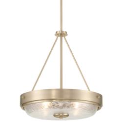 Regency Hill Carmine 16 3/4" Wide Brass and Glass Bowl Pendant Light