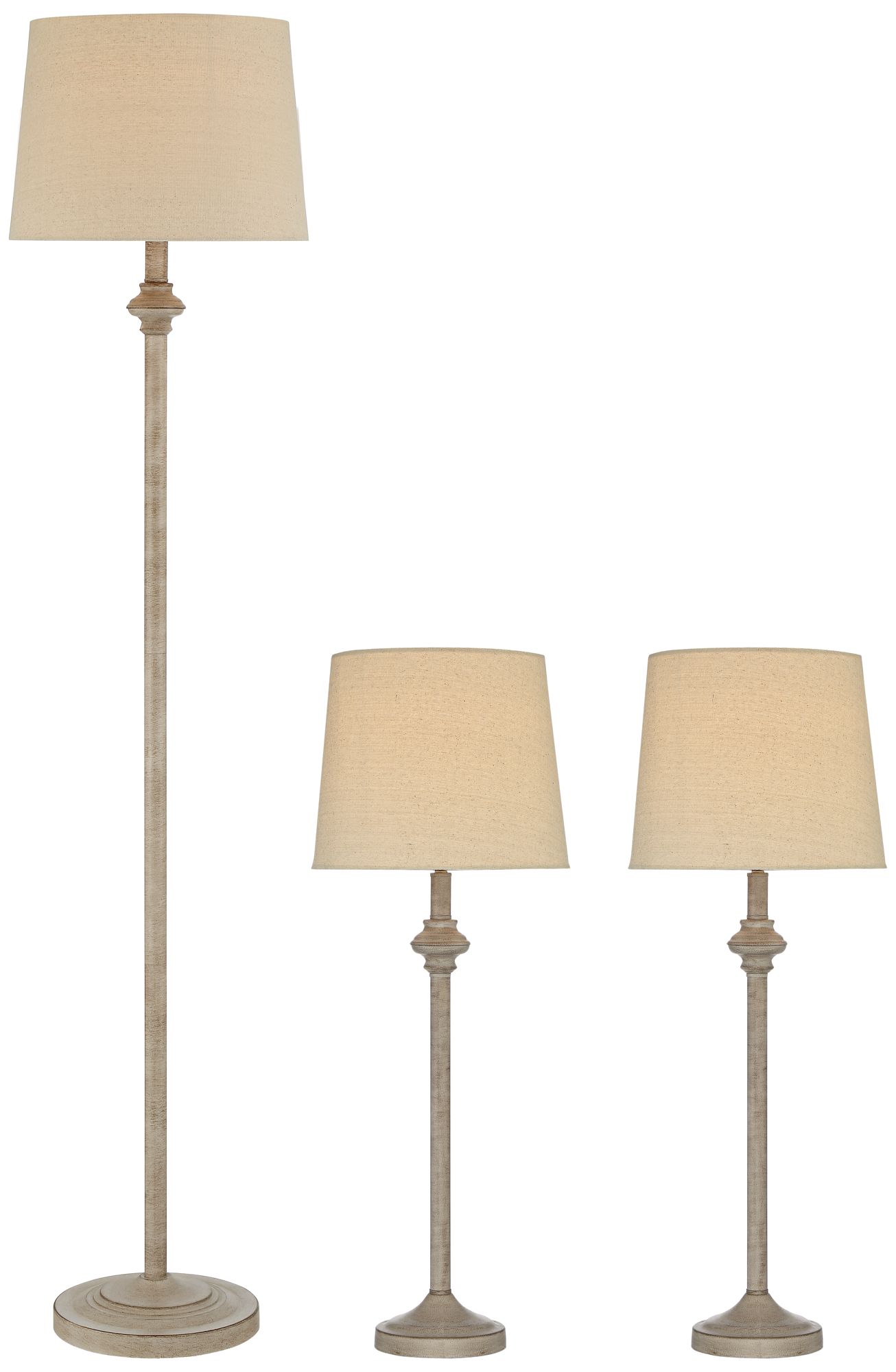 Image 2 Regency Hill Carter Beige and Cream 3-Piece Floor and Table Lamp Set