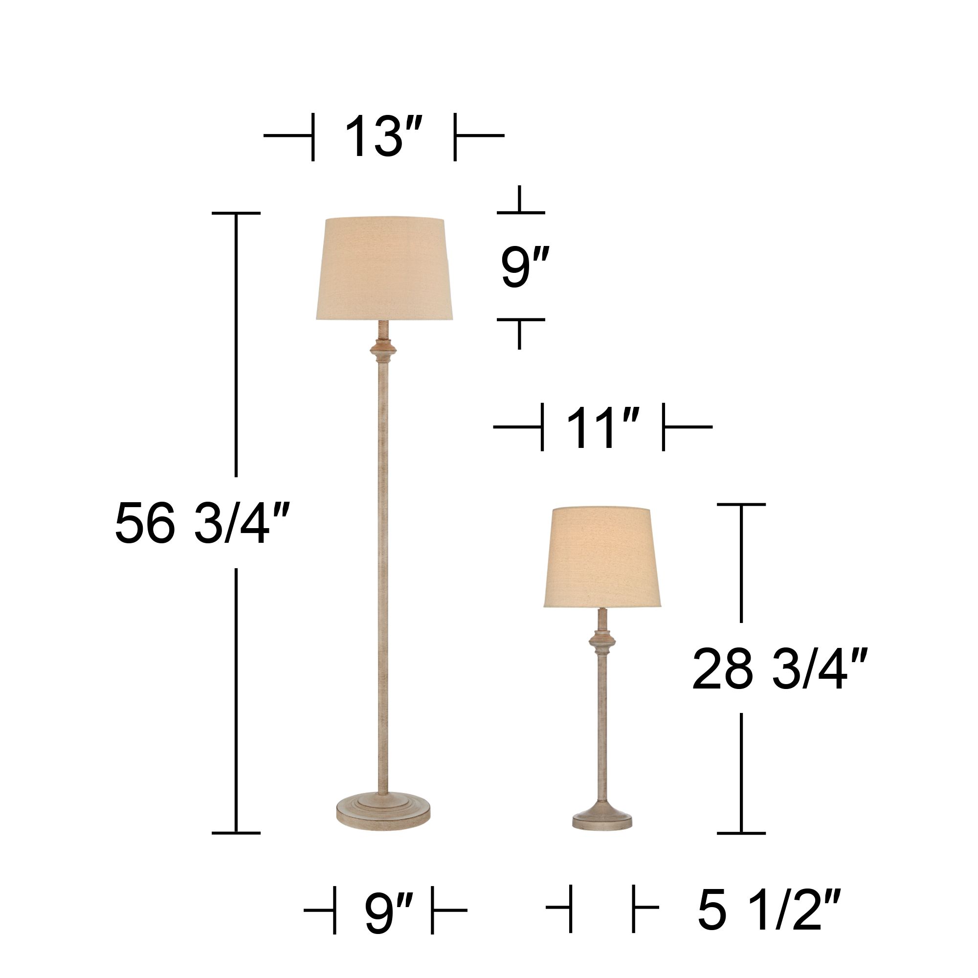 Regency Hill Carter Beige and Cream 3-Piece Floor and Table Lamp Set