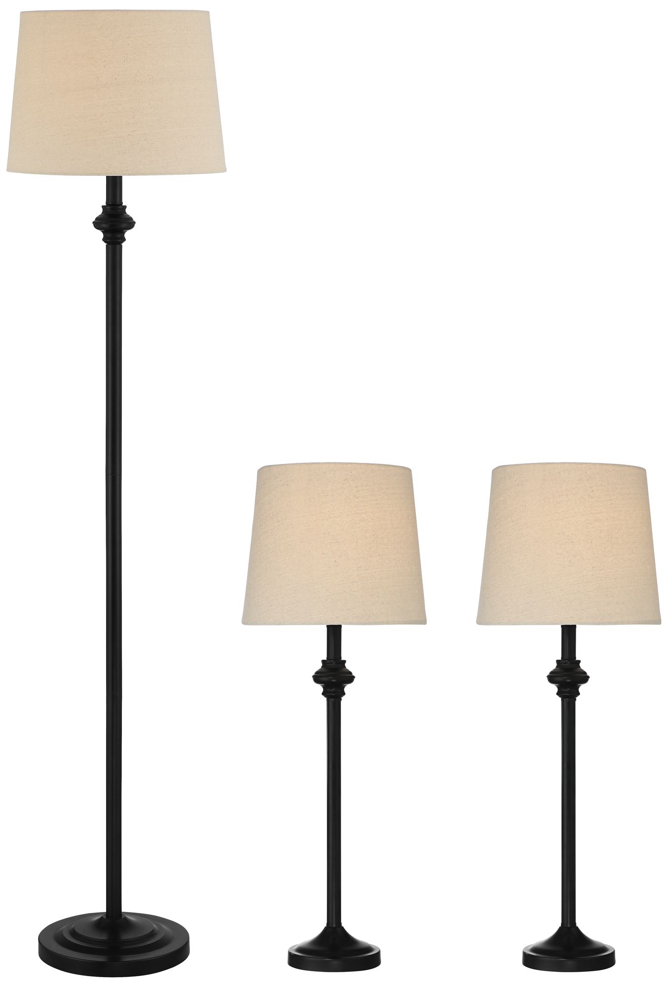 Image 2 Regency Hill Carter Black and Cream 3-Piece Floor and Table Lamp Set