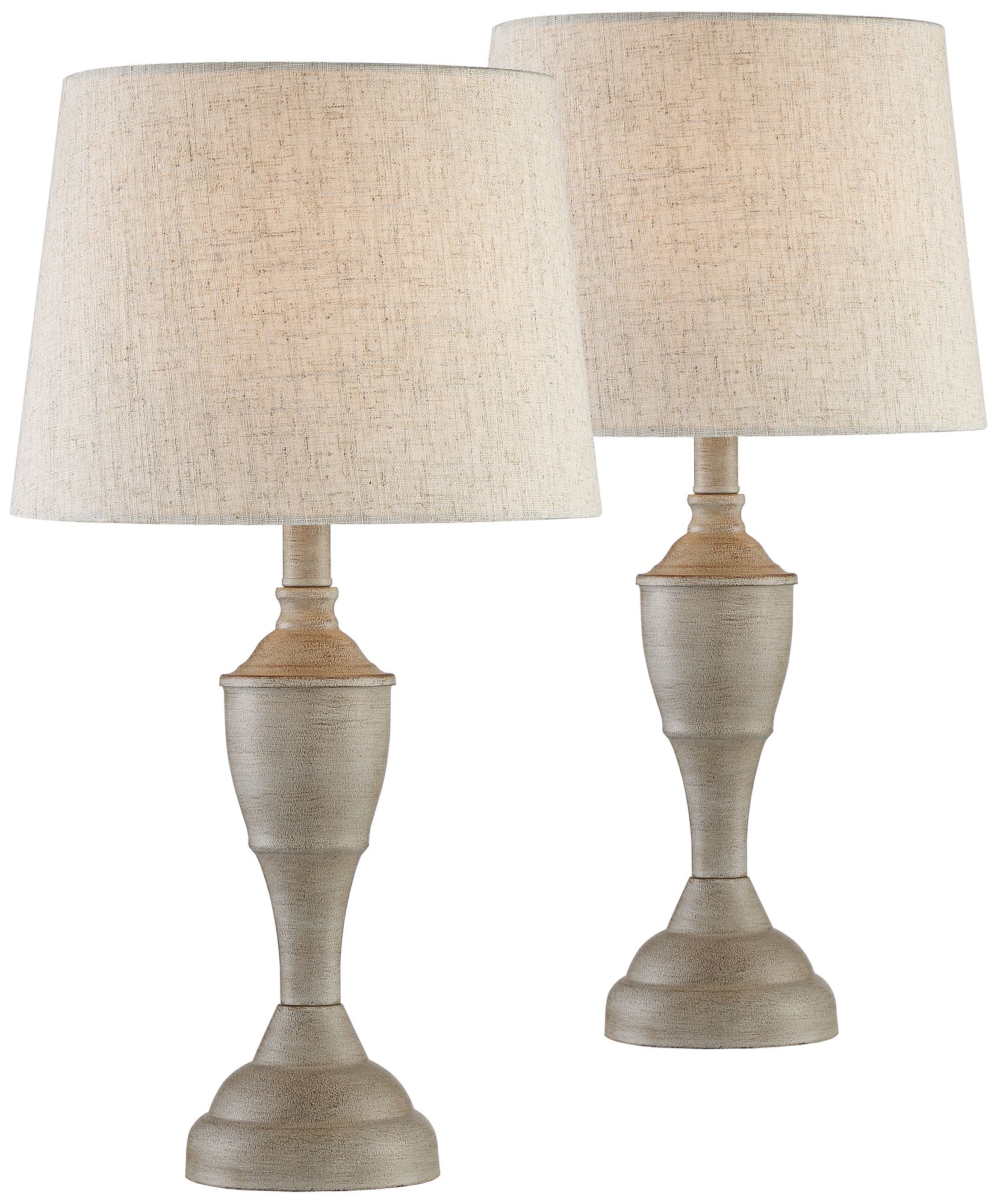 Image 2 Regency Hill Claude 21" Beige Washed Metal Accent Table Lamps Set of 2