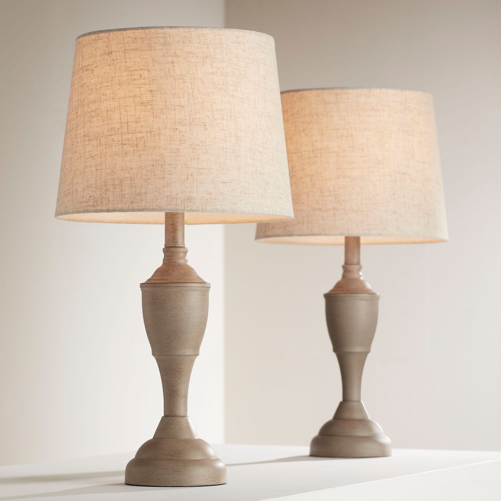 Image 6 Regency Hill Claude 21" Beige Washed Metal Accent Table Lamps Set of 2 more views