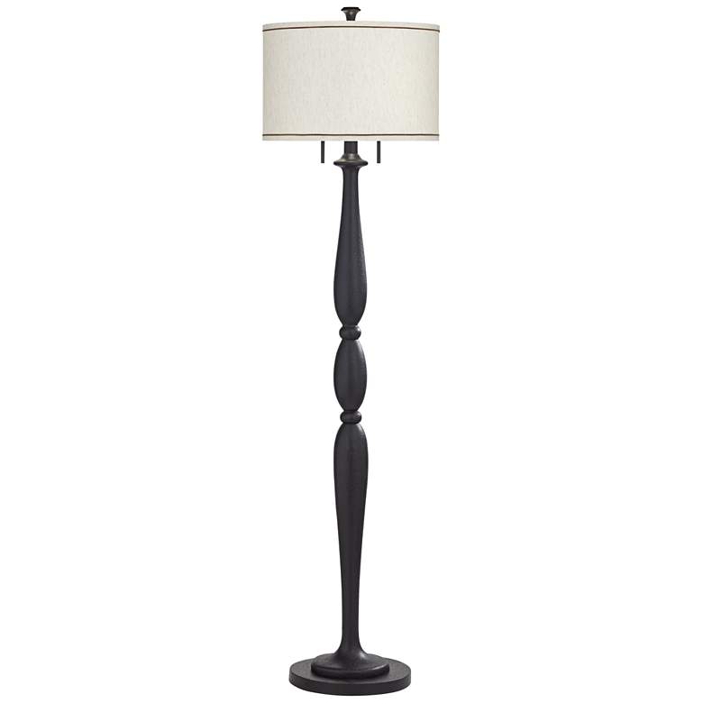 Image 2 Regency Hill Clemet 66" Black Textured Finish Traditional Floor Lamp