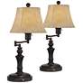 2_Regency Hill Corey 21 3/4" High Swing Arm USB Lamps Set of 2