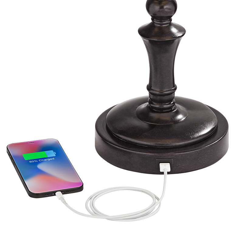 Image 4 Regency Hill Corey 21 3/4" Traditional Bronze Swing Arm USB Table Lamp more views
