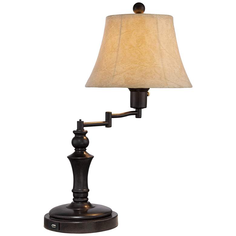 Image 7 Regency Hill Corey 21 3/4" Traditional Bronze Swing Arm USB Table Lamp more views