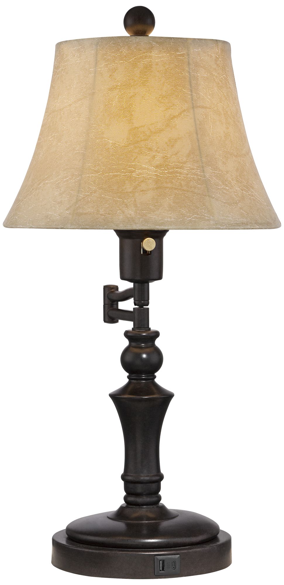 Regency Hill Corey 21 3/4" Traditional Bronze Swing Arm USB Table Lamp