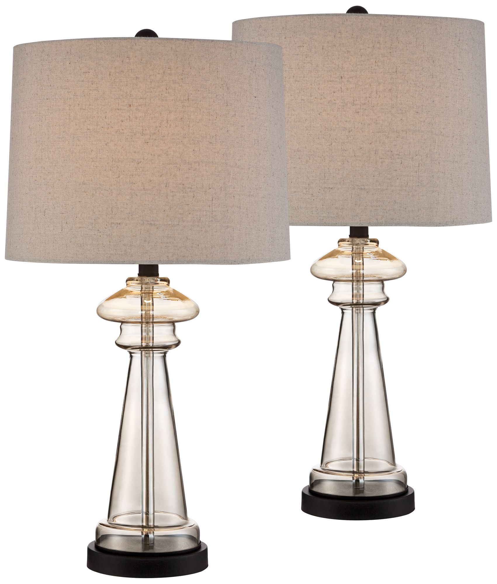Image 2 Regency Hill Dalia 27" Champagne Glass Table Lamps Set of 2