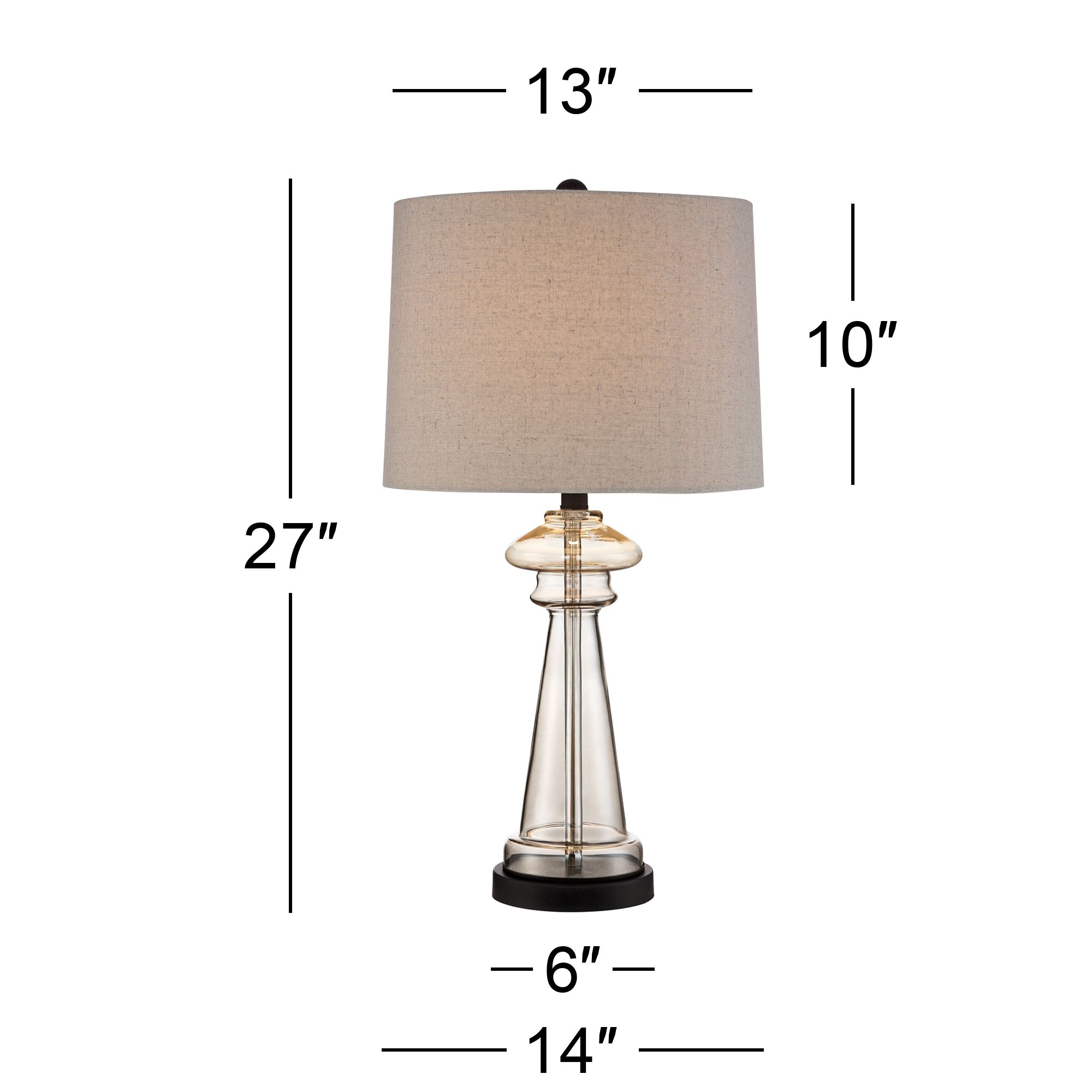 Image 5 Regency Hill Dalia 27" Champagne Glass Table Lamps Set of 2 more views