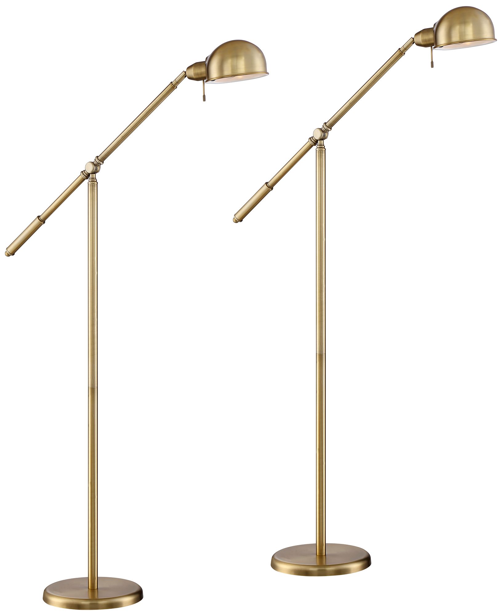 Regency Hill Dawson Adjustable Height Brass Pharmacy Floor Lamps Set of 2