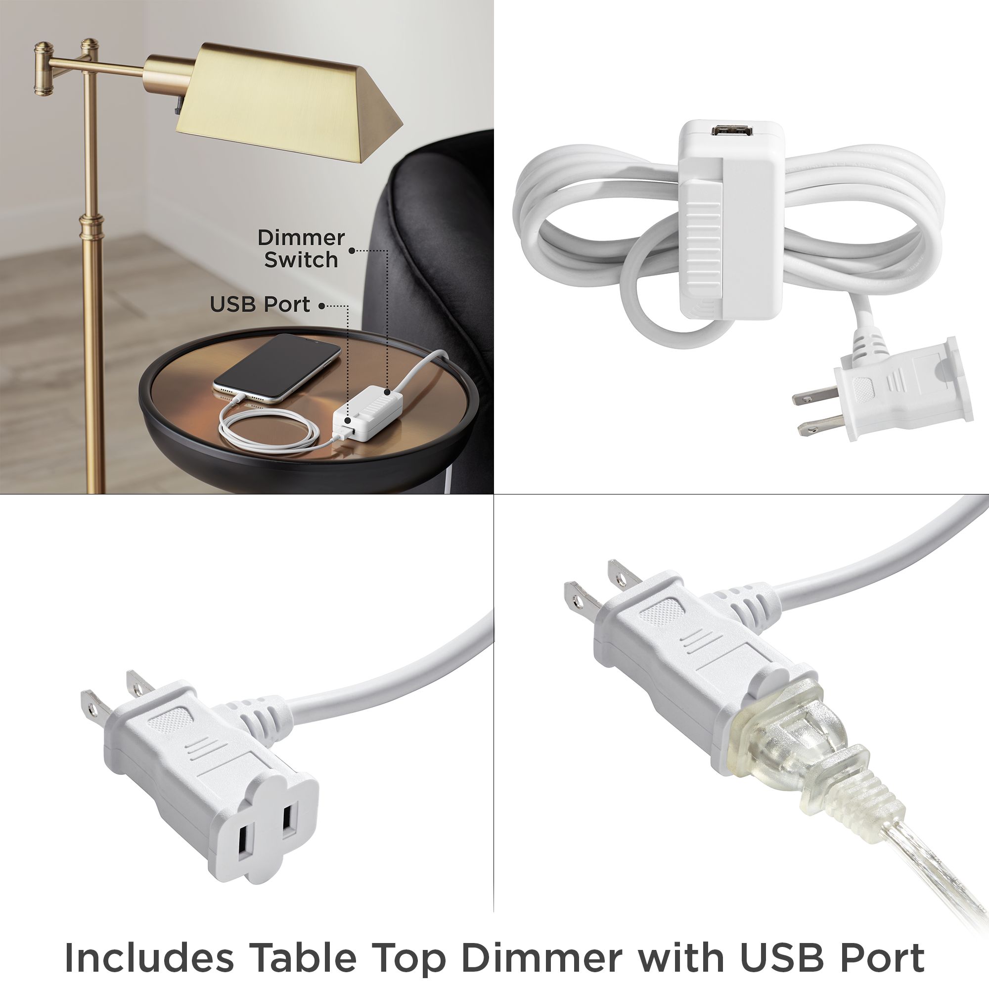 Image 6 Regency Hill Dawson Adjustable Height Pharmacy Floor Lamp with USB Dimmer more views