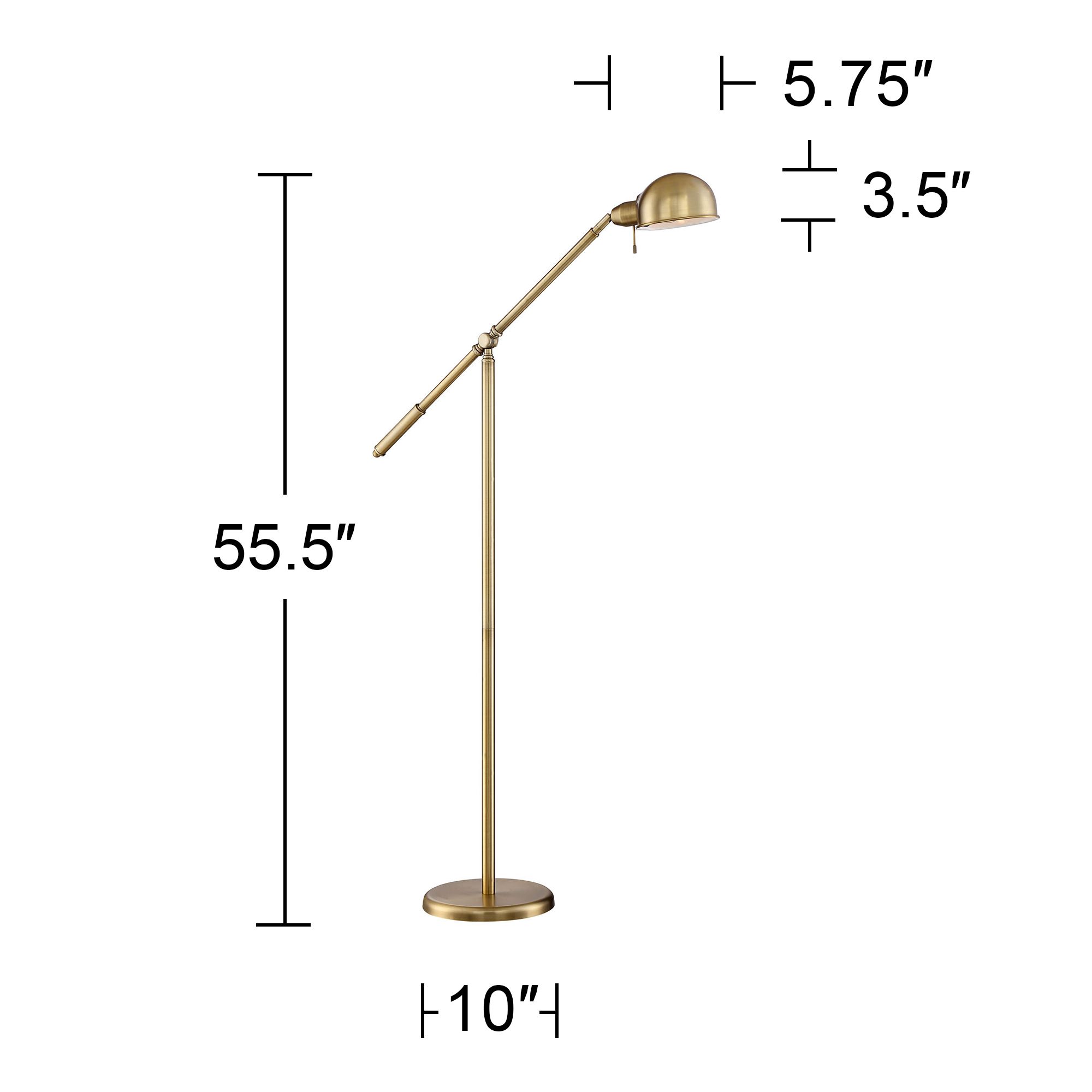 Regency Hill Dawson Adjustable Height Pharmacy Floor Lamp with USB Dimmer