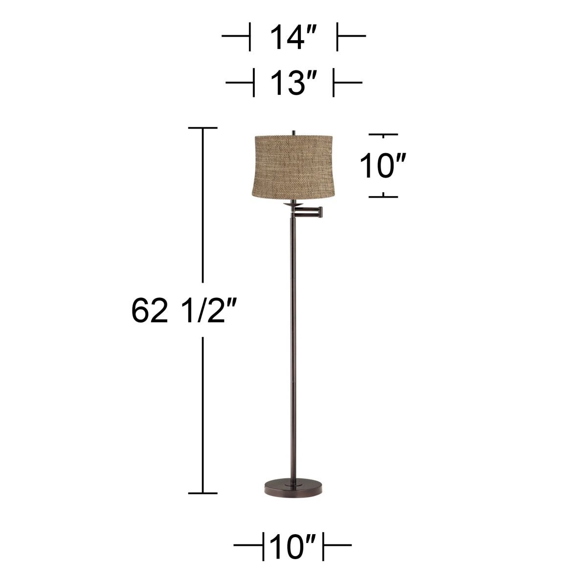 Image 5 Regency Hill Dortmund 62 1/2" Bronze Swing Arm Floor Lamp more views