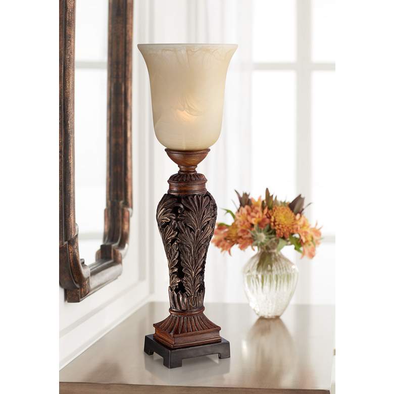 Image 2 Regency Hill Double Bronze Leaf 24" High Traditional Console Lamp