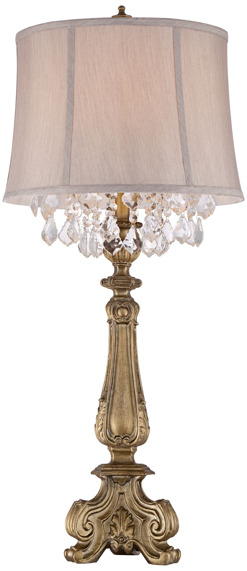 Image 7 Regency Hill Dubois Antique Gold and Crystal Console Table Lamps Set of 2 more views