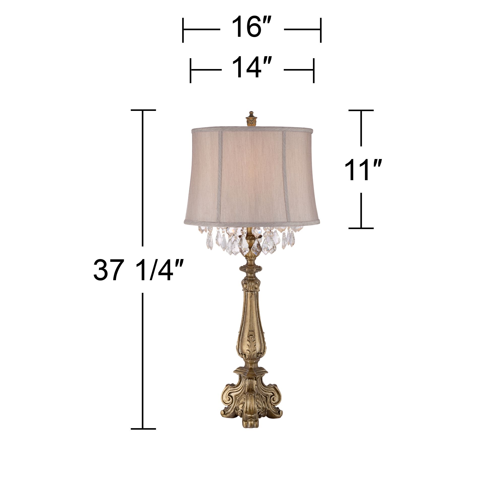 Regency Hill Dubois Antique Gold and Crystal Console Table Lamps Set of 2