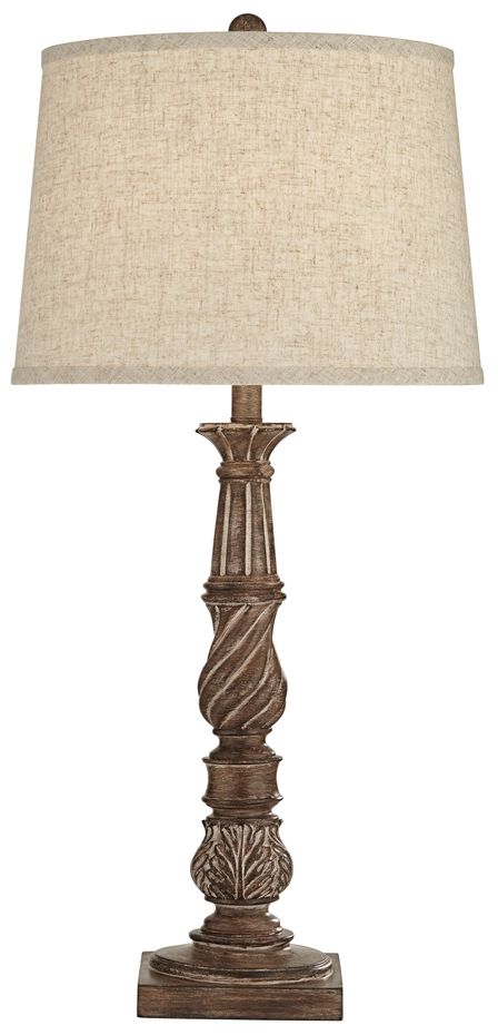 Image 2 Regency Hill Dunn Faux Wood Finish Table and Floor Lamp Set more views
