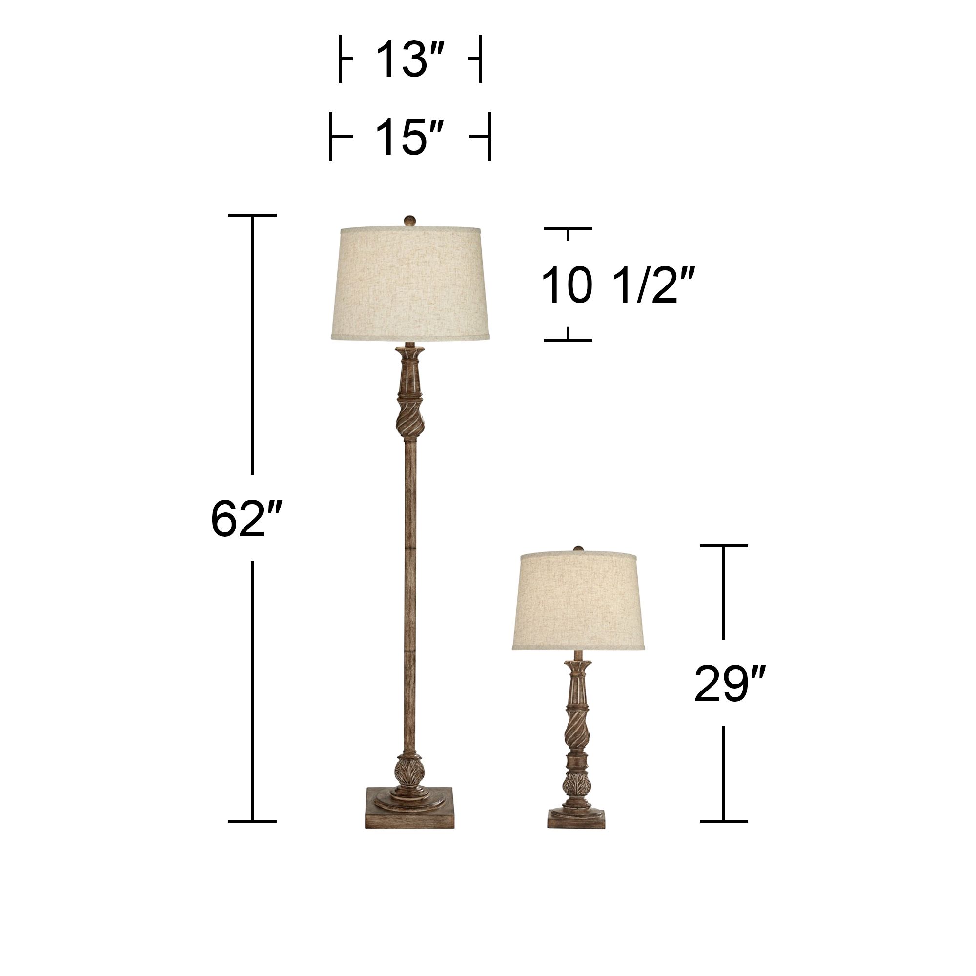 Image 4 Regency Hill Dunn Faux Wood Finish Table and Floor Lamp Set more views