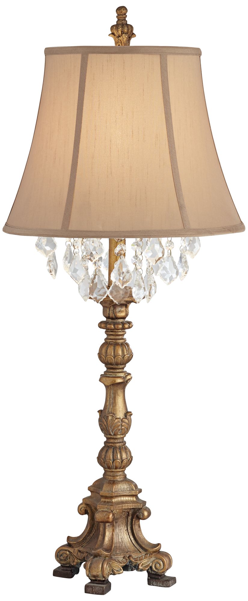 Image 2 Regency Hill Duval 33" Crystal and Aged Gold Candlestick Table Lamp