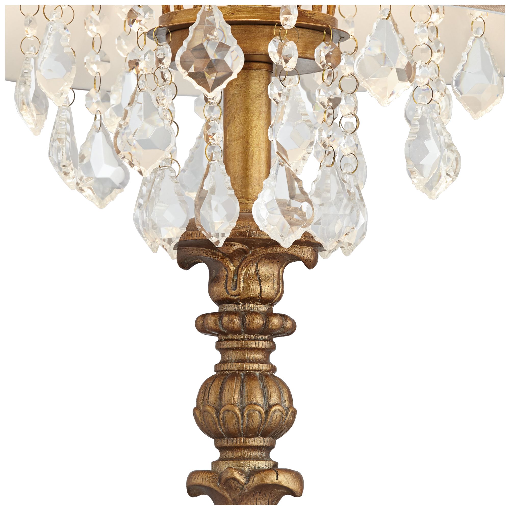 Image 3 Regency Hill Duval 33" Crystal and Aged Gold Candlestick Table Lamp more views