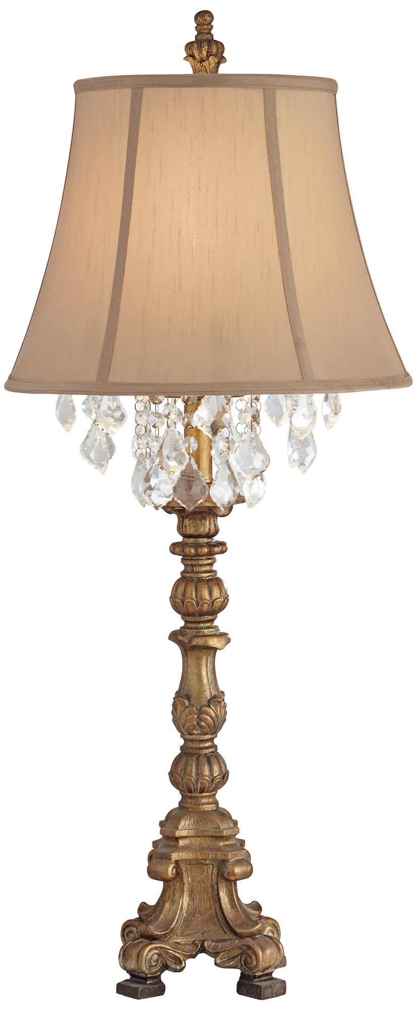 Regency Hill Duval 33" Crystal and Aged Gold Candlestick Table Lamp