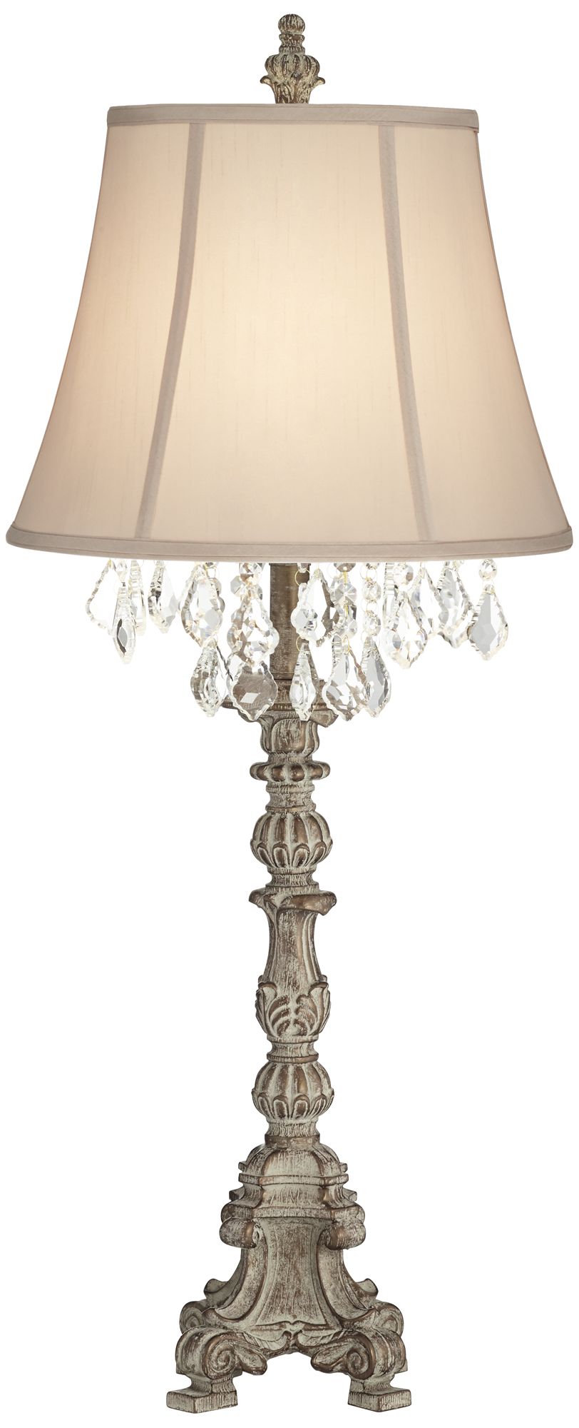Regency Hill Duval 34" Crystal Accents French Candlestick Table Lamp
