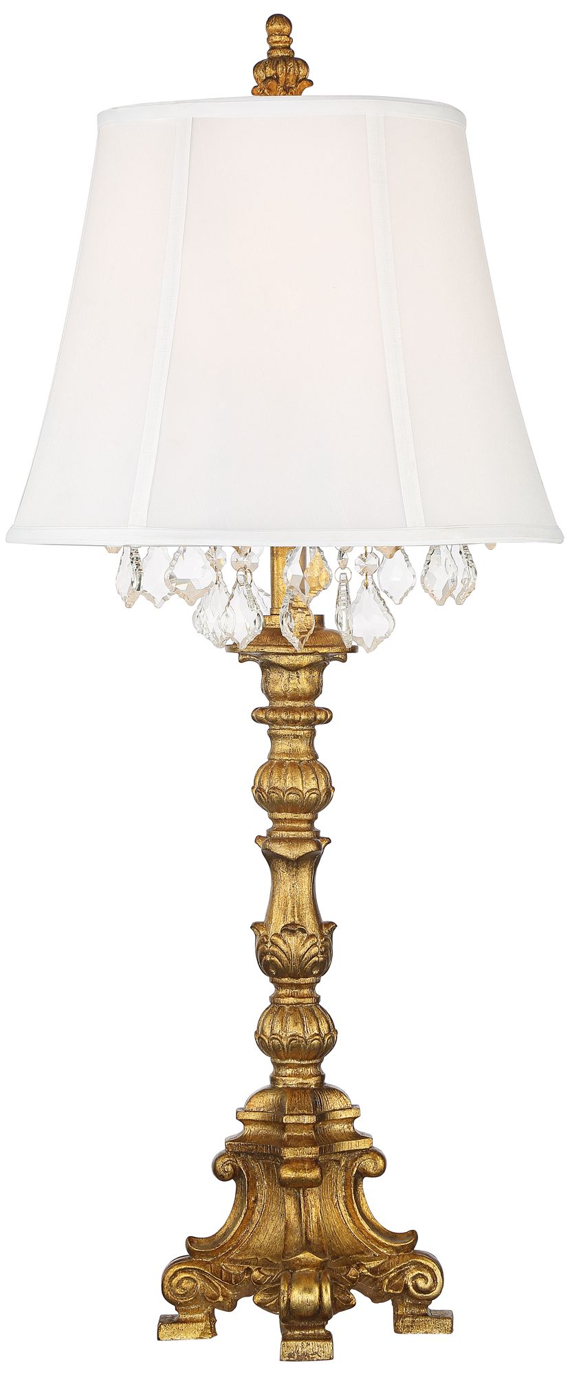 Regency Hill Duval 34" High Gold and Crystal Candlestick Table Lamp