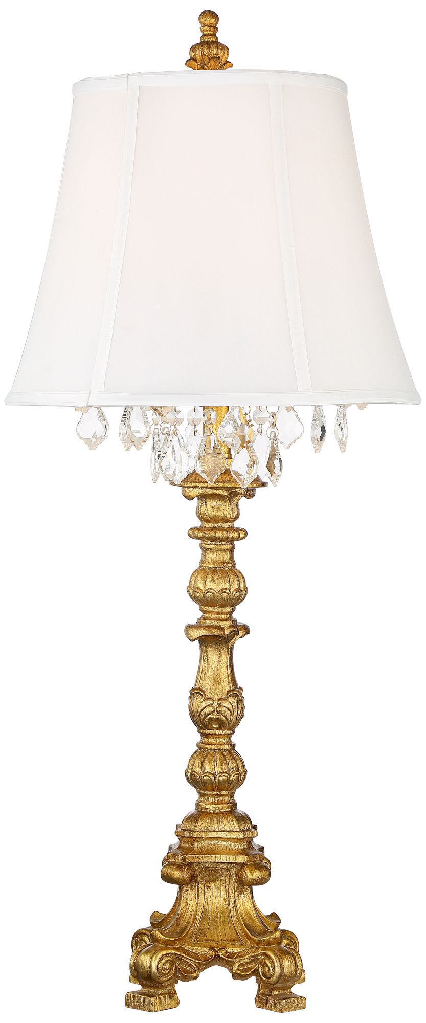Regency Hill Duval 34" High Gold and Crystal Candlestick Table Lamp