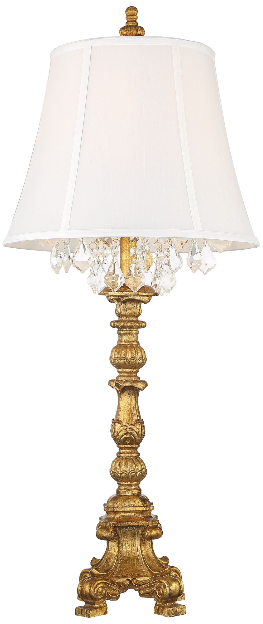 Regency Hill Duval 34" High Gold and Crystal Candlestick Table Lamp