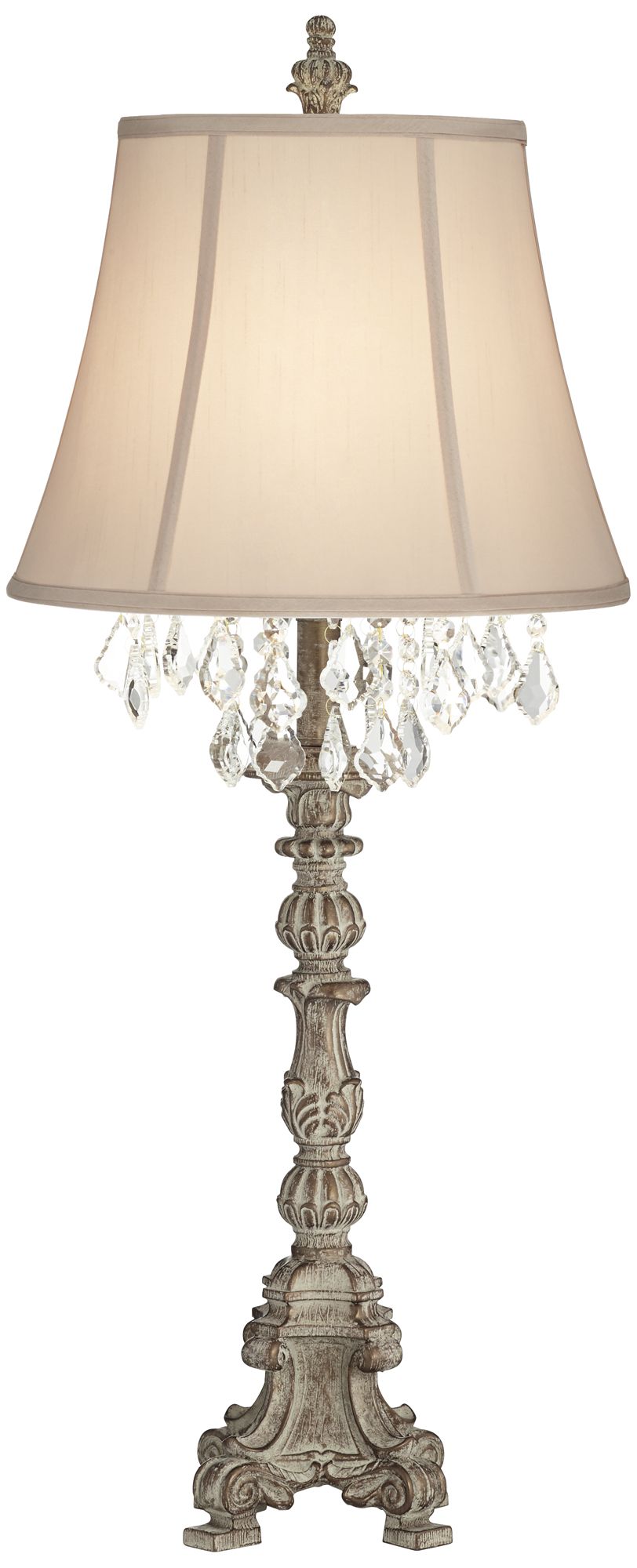 Regency Hill Duval French Crystal Candlestick Lamp with Table Top Dimmer