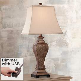 Image1 of Regency Hill Edgar 29" High Bronze Table Lamp with USB Cord Dimmer