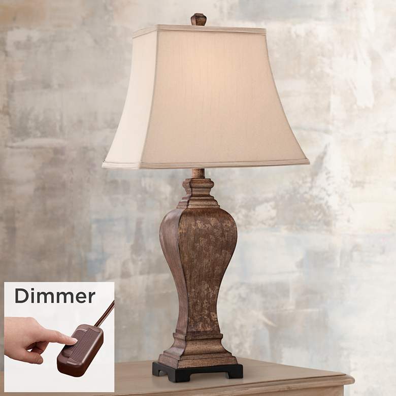Image 1 Regency Hill Edgar 29 inch High Bronze Vase Table Lamp with Dimmer