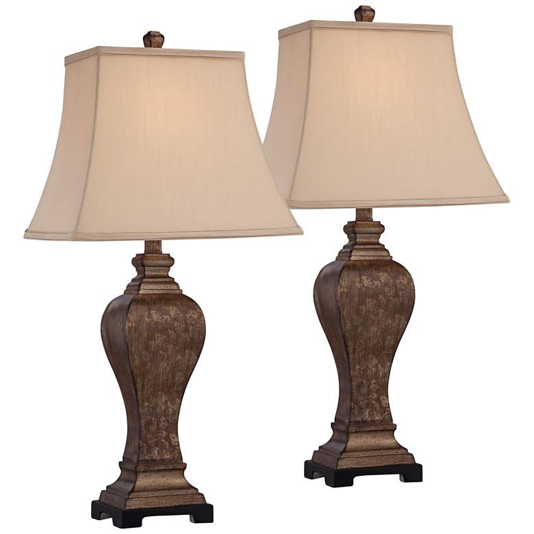 Image 2 Regency Hill Edgar 29 inch High Traditional Bronze Table Lamps Set of 2
