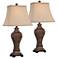 Regency Hill Edgar 29" High Traditional Bronze Table Lamps Set of 2