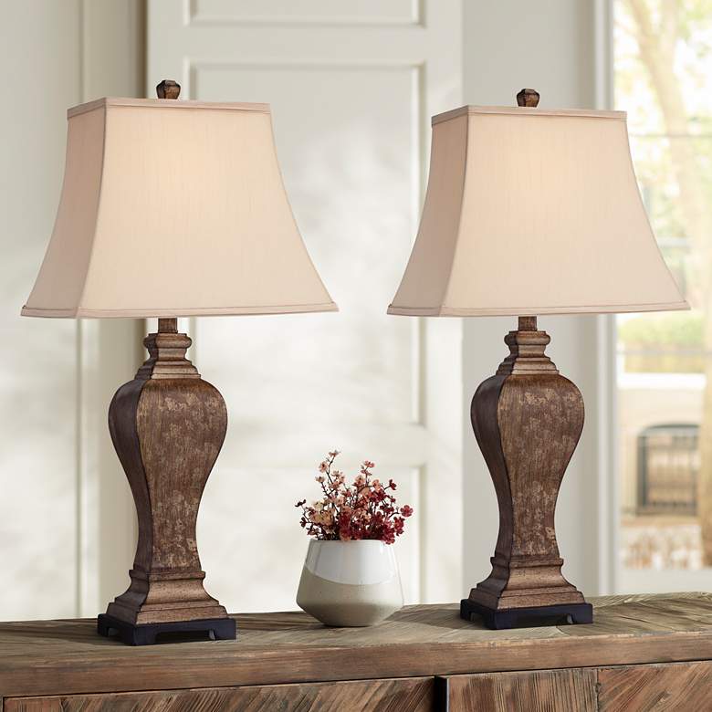 Image 1 Regency Hill Edgar 29 inch High Traditional Bronze Table Lamps Set of 2