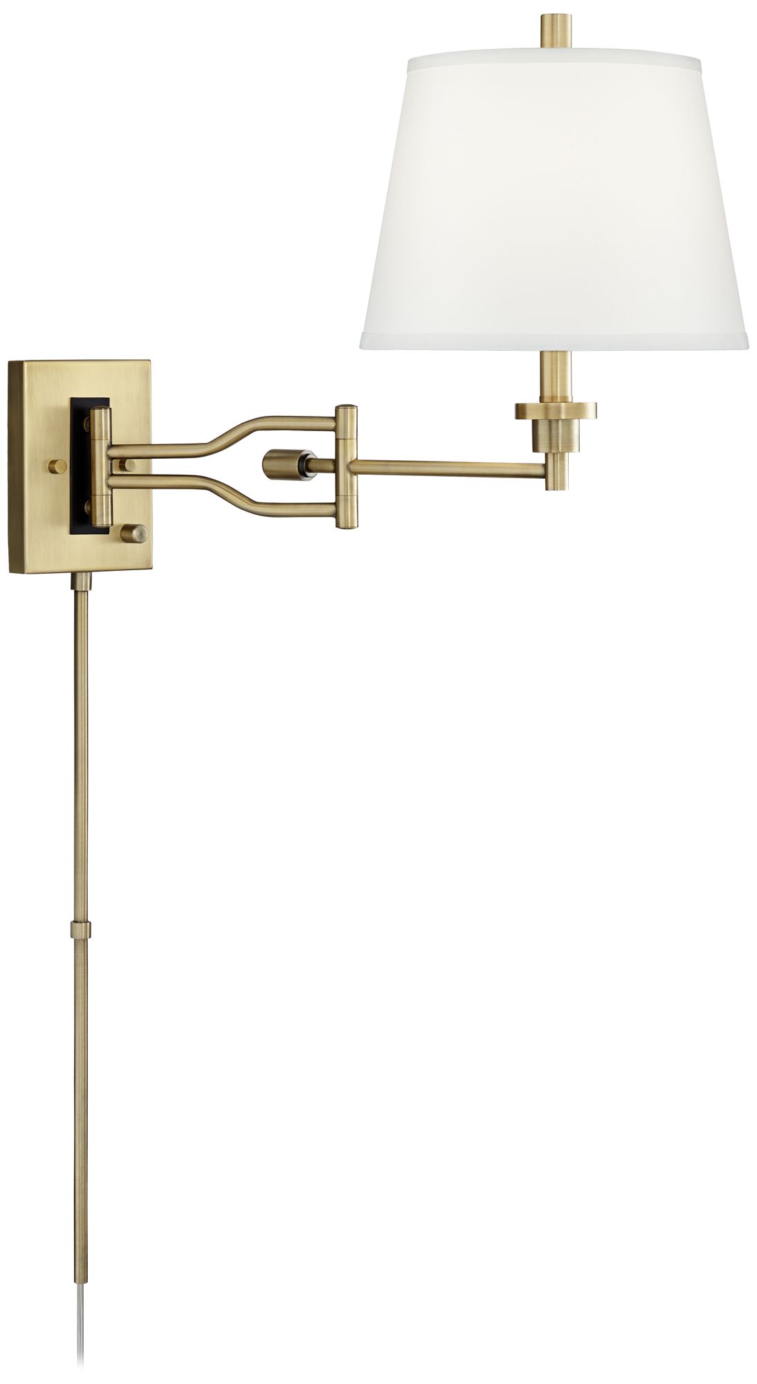 Image 5 Regency Hill Eleganta Satin Brass Swing Arm Wall Lamp with Cord Cover more views