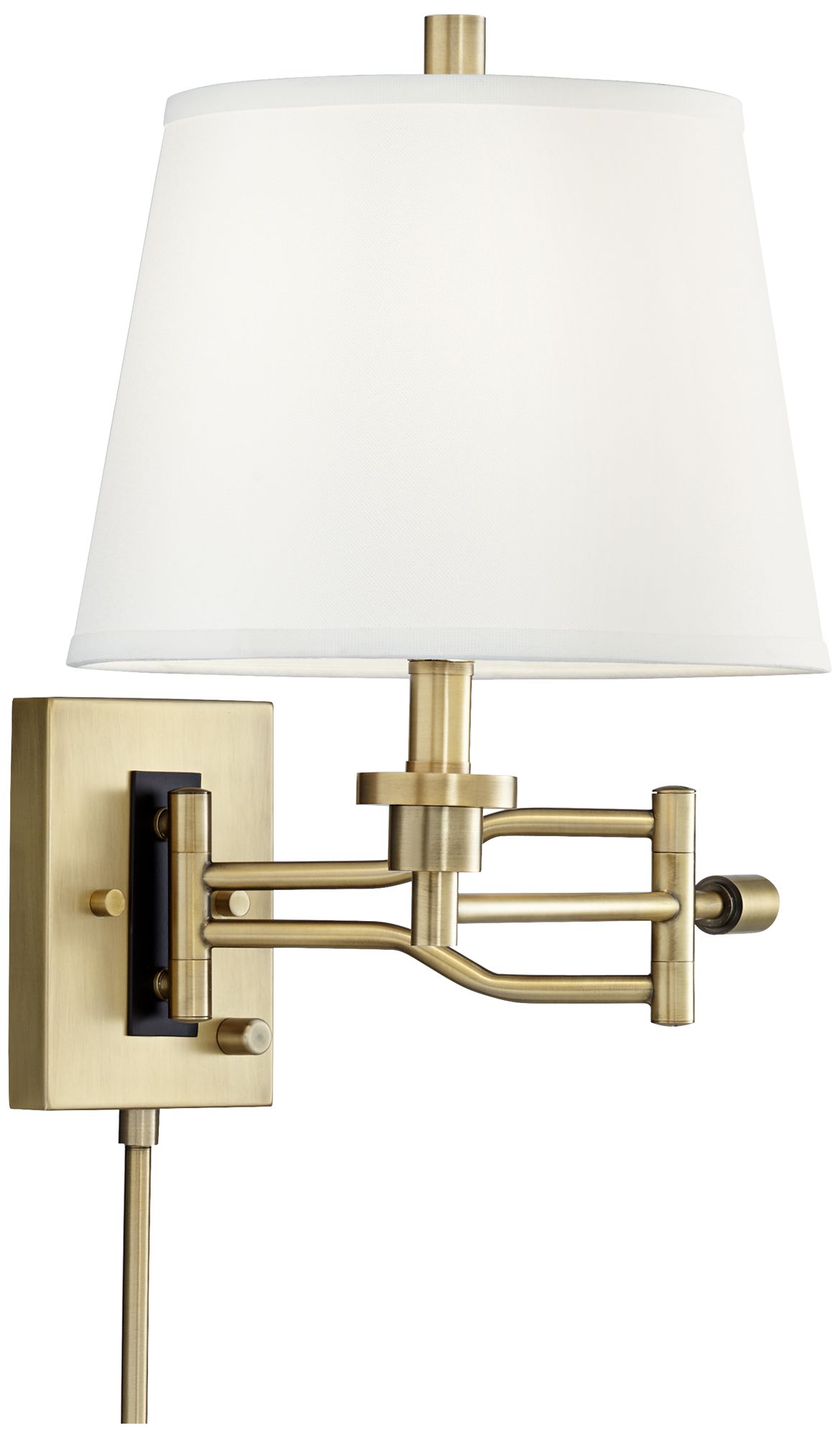 Image 6 Regency Hill Eleganta Satin Brass Swing Arm Wall Lamp with Cord Cover more views