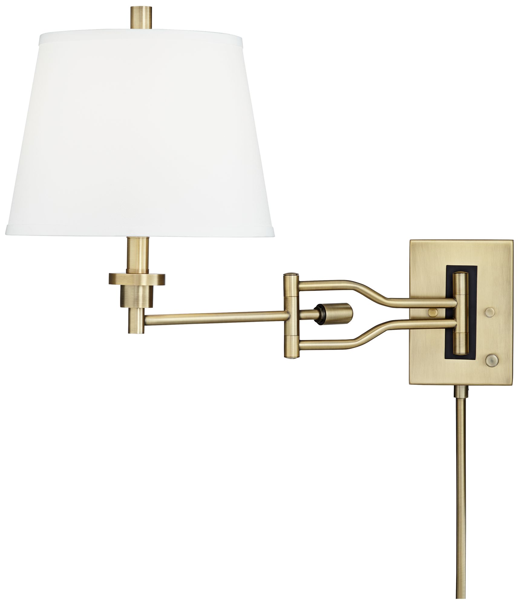 Image 7 Regency Hill Eleganta Satin Brass Swing Arm Wall Lamp with Cord Cover more views