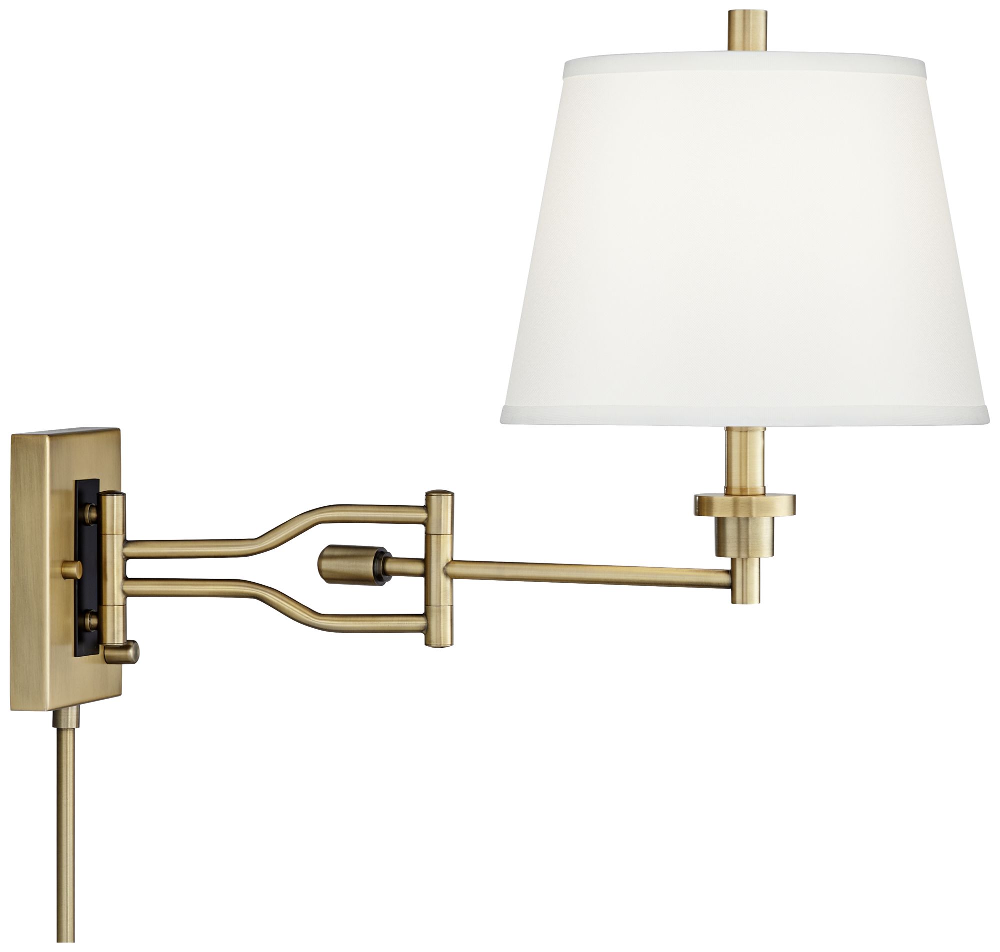 Regency Hill Eleganta Satin Brass Swing Arm Wall Lamp with Cord Cover