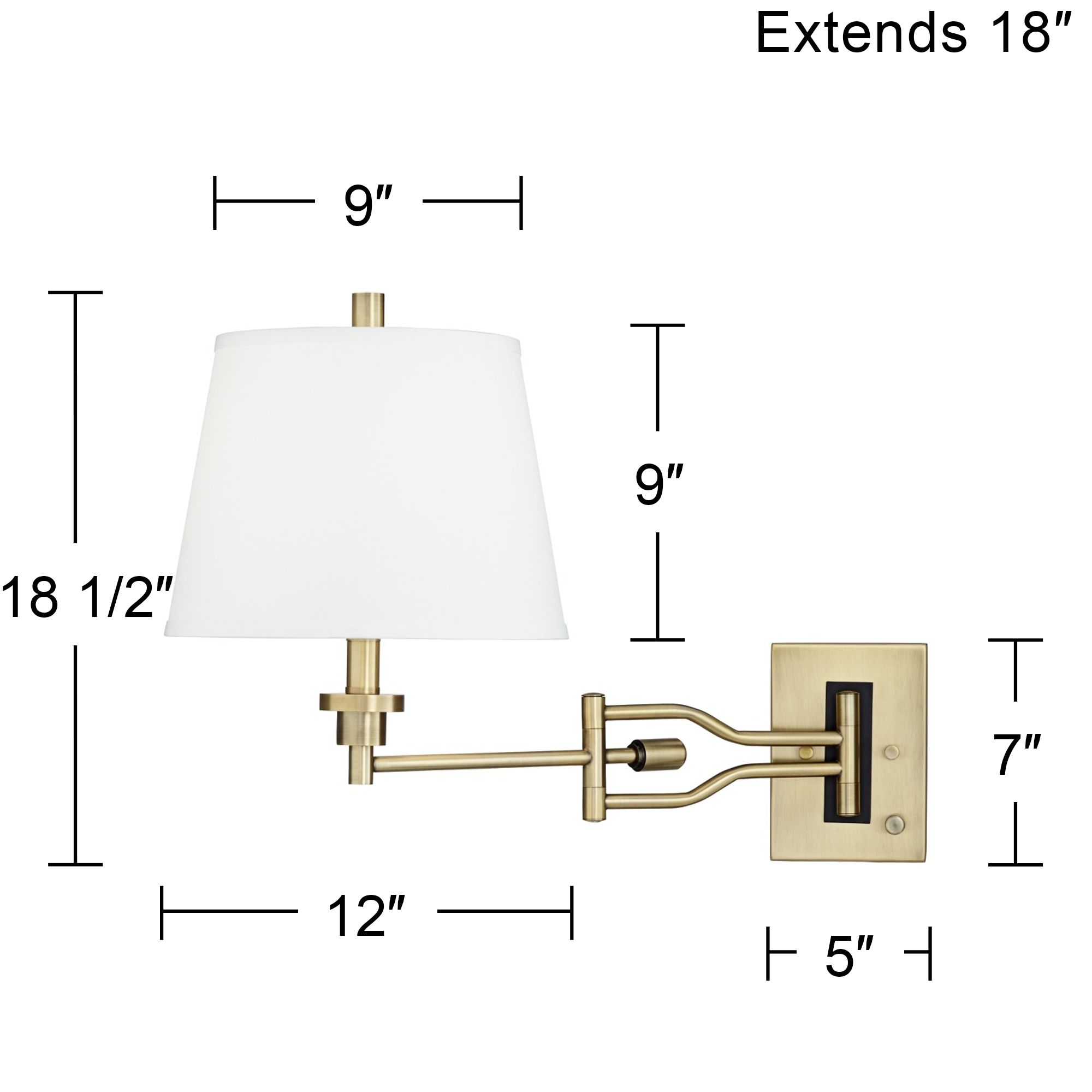 Regency Hill Eleganta Satin Brass Swing Arm Wall Lamp with Cord Cover