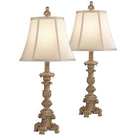 Image2 of Regency Hill Elize 26 1/2" Whitewash Candlestick Lamp Set with Dimmers