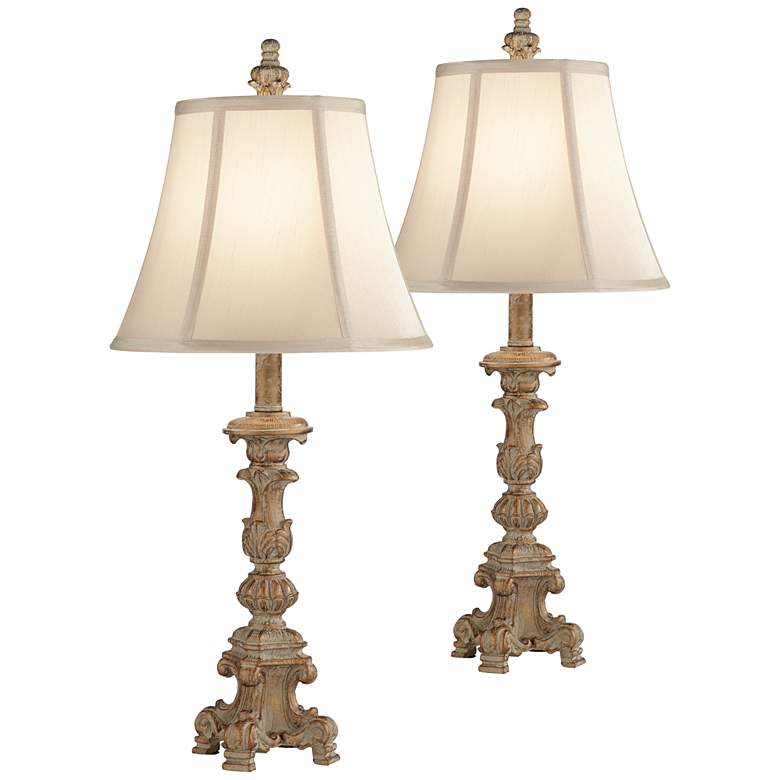 Image 2 Regency Hill Elize 26 1/2 inch Whitewash Candlestick Lamp Set with Dimmers