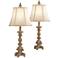 Regency Hill Elize 26 1/2" Whitewash Candlestick Lamp Set with Dimmers