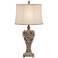 Regency Hill Elle 33" Carved Antique Gold Classic Scroll Table Lamp