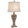 7_Regency Hill Elle 33" Carved Antique Gold Classic Scroll Table Lamp more views