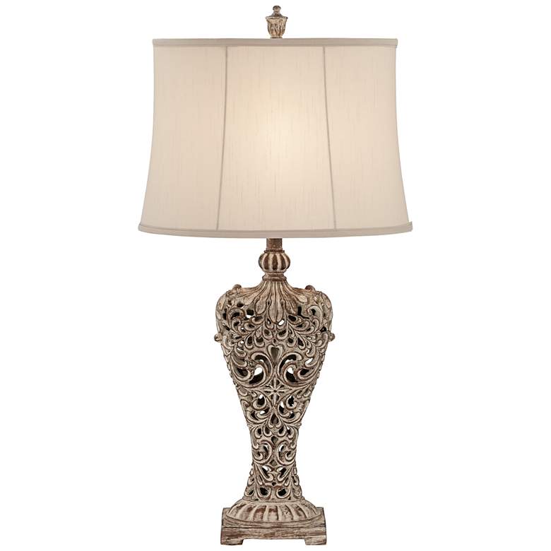 Image 3 Regency Hill Elle Carved Antique Gold Classic Scroll Table Lamp