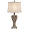 Regency Hill Elle Carved Antique Gold Classic Scroll Table Lamp
