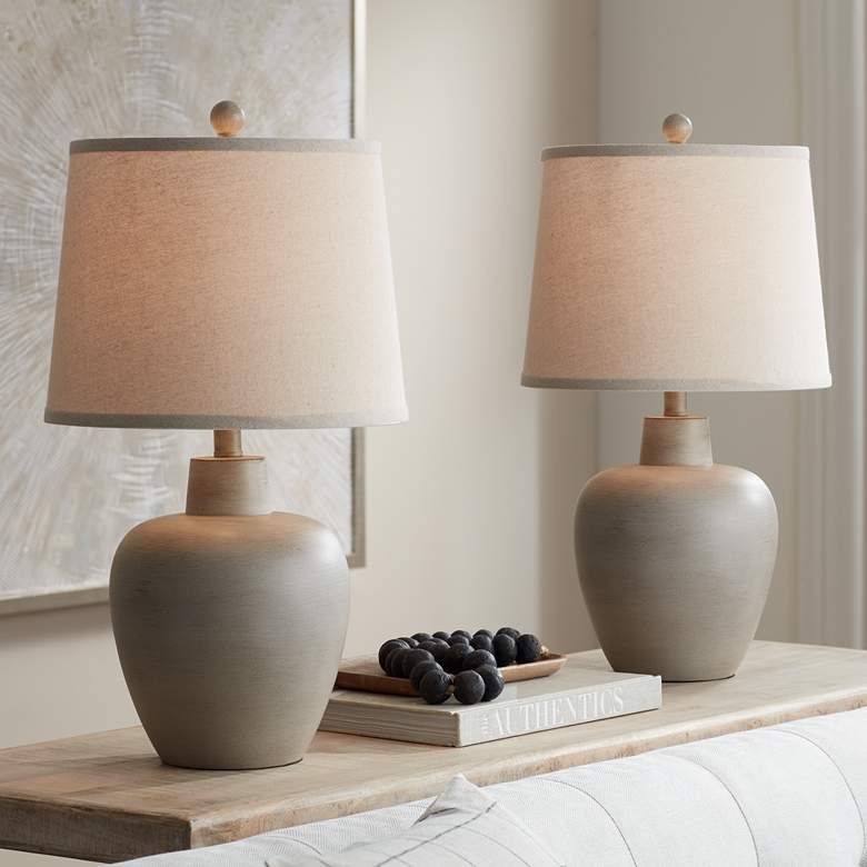 Image 1 Regency Hill Emeril 23 1/2" High Southwest Urn Table Lamps Set of 2